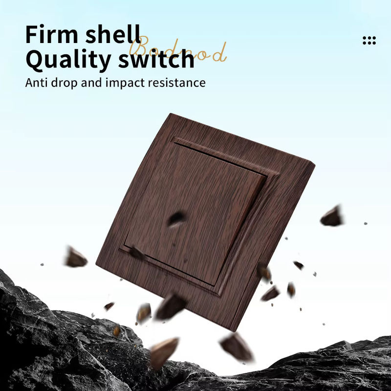 WESA 1-fach 1-Wege-Wandschalter in Braun mit matter Holz-Optik und flammhemmendem Kunststoffpanel - Bild 5