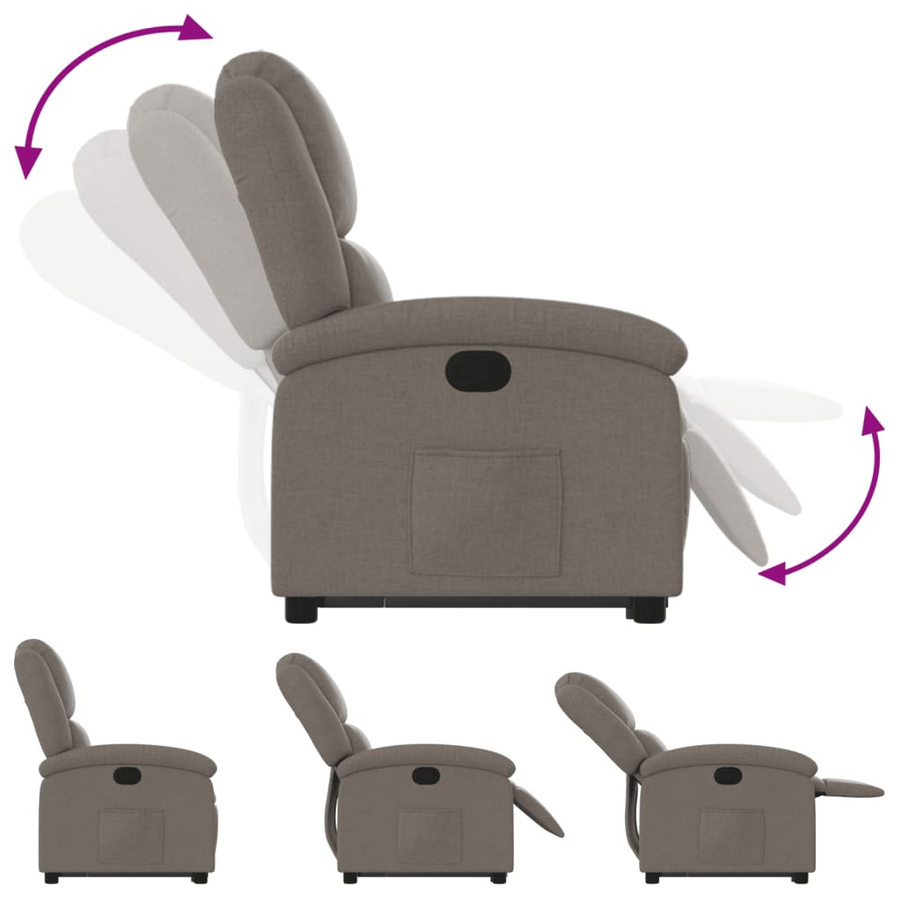 vidaXL Relaxsessel mit Aufstehhilfe für Senioren in Taupe aus Stoff - Bild 4