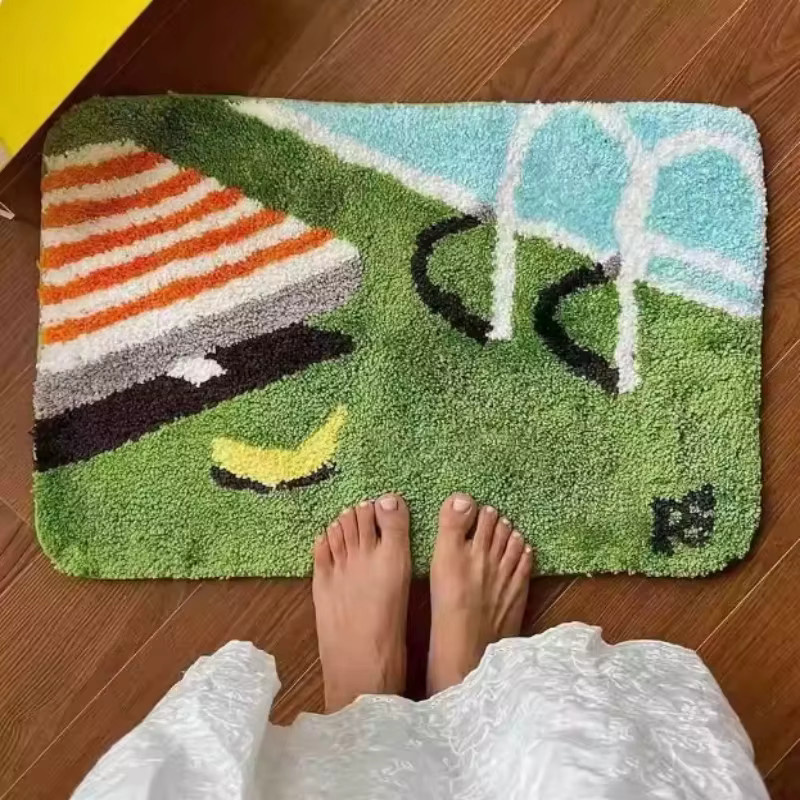 VIKAMA Cartoon Bodenmatte Petrol mit Kinder-Motiv, rechteckiger Teppich für Badezimmer, Schlafzimmer oder Wohnzimmer, B/T: 60 x 40 cm - Bild 3