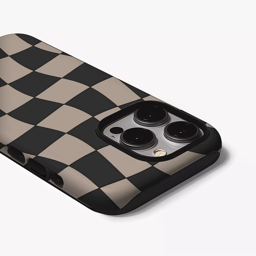 Potdemiel Handyhülle mit welligem Checker-Design für iPhone 11 bis iPhone 17 Pro Max Plus, mehrfarbig, doppellagige Rückseite - Bild 3