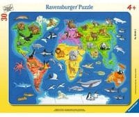 Ravensburger Rahmepuzzle Weltkarte mit Tieren 30 Teile ab 4 Jahren - Bild 1