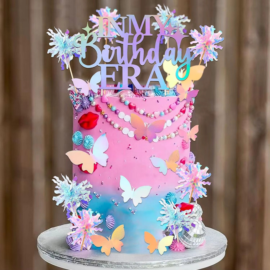 LaVenty In My Birthday Era Kuchendekoration für Mädchen, bunte Partydekoration und Fotohintergrund für Musikfans, rund, mehrfarbig - Bild 2