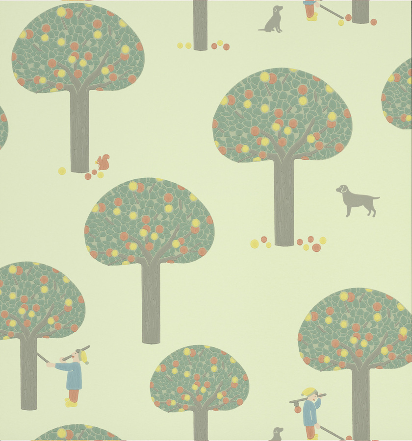 Little Greene Tapete Rodney Street in Pea Green mit floralem Vintage-Muster und botanischem Design aus Vlies - Bild 1