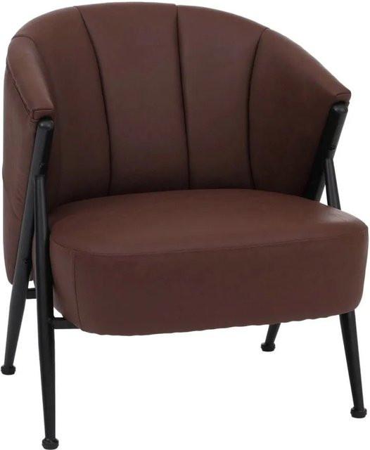 MCW Sessel MCW-P30 Lounge Chair im Retro Industrial Design aus Kunstleder und Metall, Farbe: Rostrot - Bild 1