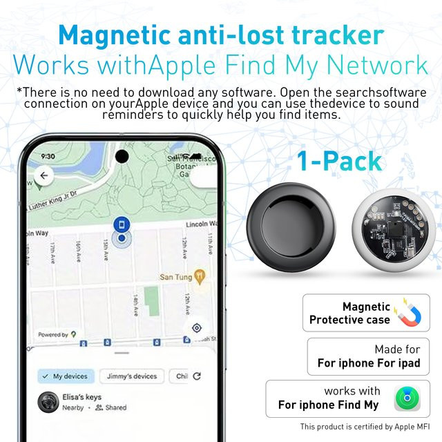 XMSJ Magnetischer Smart-Tag-Locator für Apple AirTag Mini GPS-Tracker in Schwarz oder Weiß - Bild 1