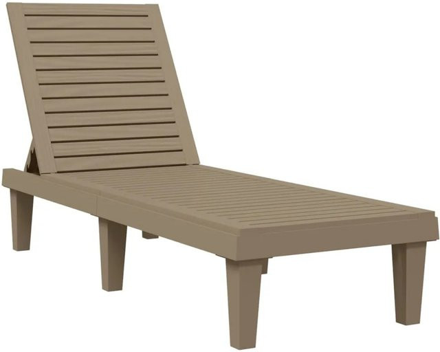 vidaXL Sonnenliege in Braun mit Holzimitationsmuster aus Polypropylen, B/T/H: 150 x 58 x 83 cm - Bild 1