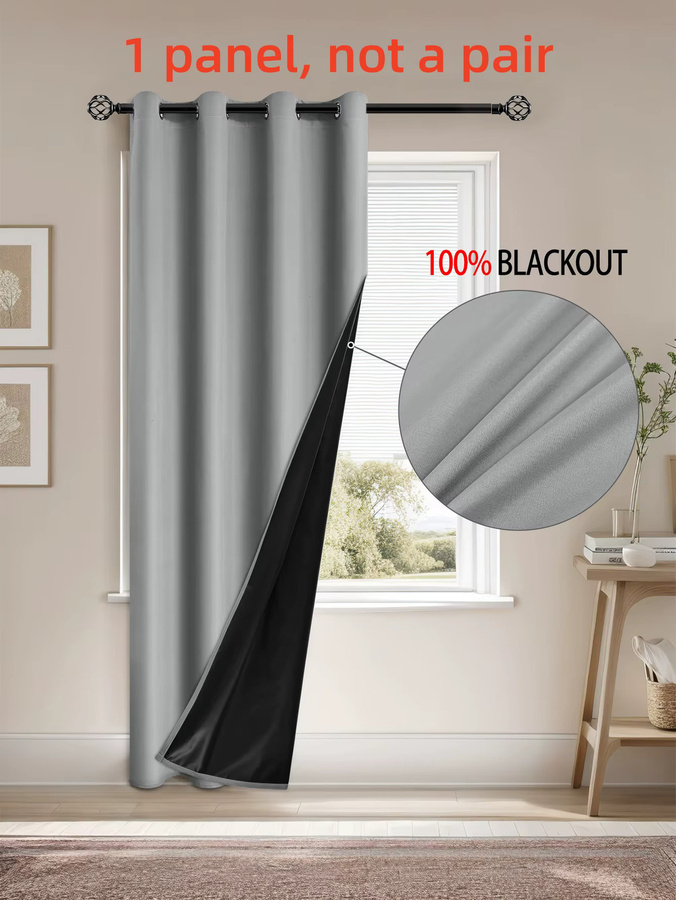 Blickdichter Stoffvorhang mit Ösen für Wohnzimmer und Schlafzimmer, 1-teilig, Breite: 130 cm, Höhe: 100 cm - Bild 2