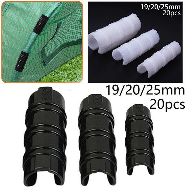 20er Set Gewächshaus Film Clips aus schwarzem ABS zur Befestigung von Folien an Rohrrahmen, Durchmesser: 19 mm, 20 mm und 25 mm - Bild 1