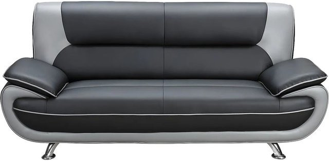 Vente-unique Sofa Nigel Hellgrau mit Kunstleder und Polsterschaum, Breite: 209 cm - Bild 1