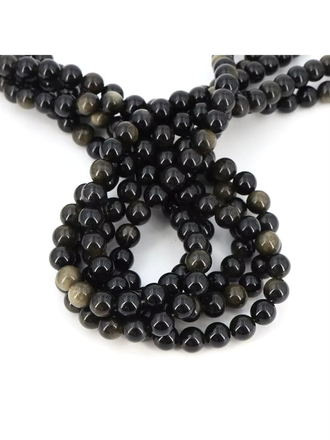 Naturstein Perlen Golden Obsidian, Runde Spacer, 4-10 mm - Bild 7