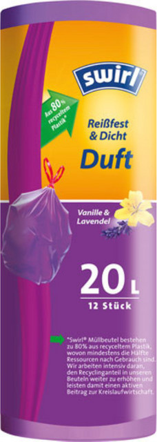 Melitta Duft-Müllbeutel mit Zugband, Vanille & Lavendel, Violett, B/H: 45 x 50 cm, 12 Stück - Bild 1