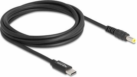 Delock USB-C auf DC Ladekabel mit 5,5 mm Stecker in Schwarz, Länge: 1,50 m - Bild 1