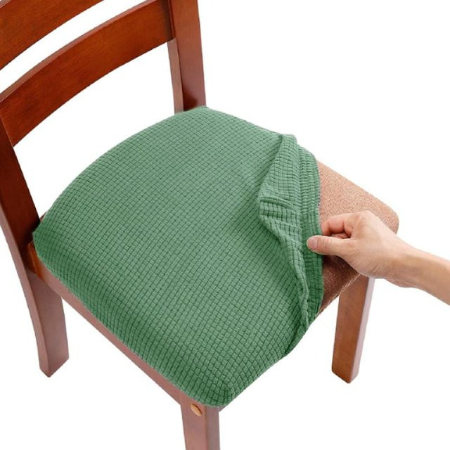 Stretch-Sitzbezüge für Esszimmerstühle aus Jacquard in Grau, elastisch und waschbar - Bild 1