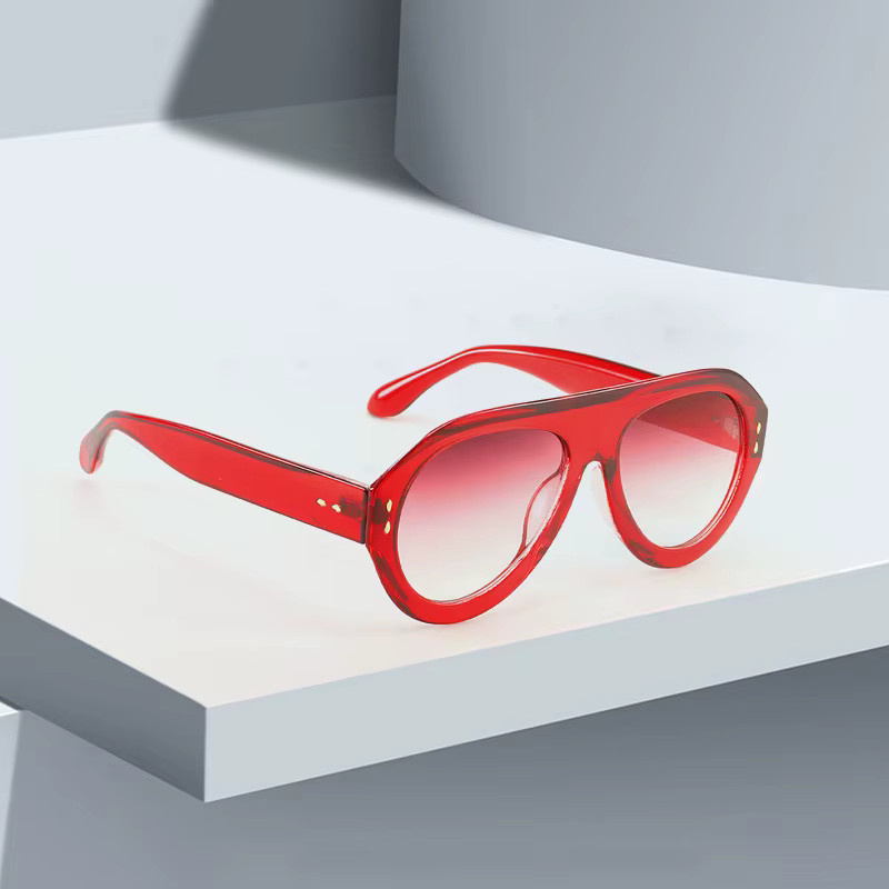YuYing Sonnenbrille, rund, Vollrand, rot, Kunststoff, Damen - Bild 1