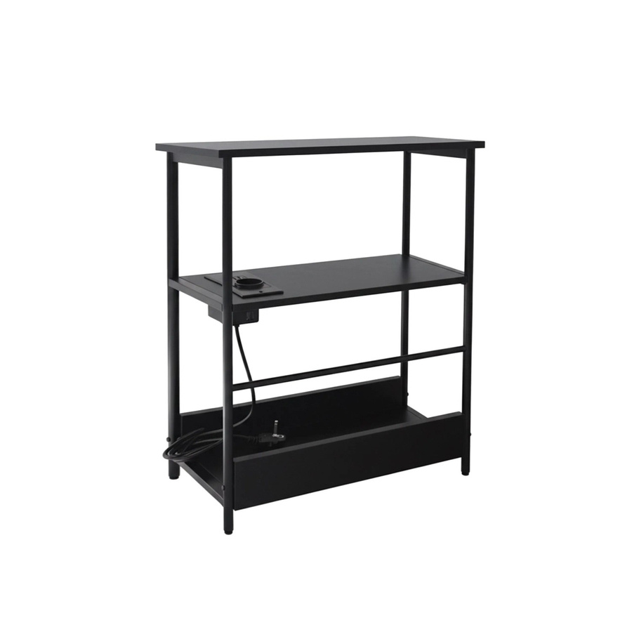 Relaxdays Beistelltisch in Schwarz mit Steckdose und USB-Ports im industriellen Look aus MDF und Eisen, B/T/H: 58 x 45 x 18 cm - Bild 2