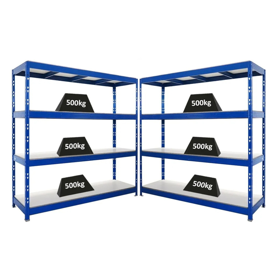 2er-Set PROREGAL Rhino Profi Schwerlastregal in Blau mit 4 Melamin-Ebenen, B/T/H: 200 x 60 x 200 cm - Bild 2
