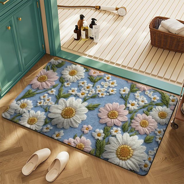 Lodestar Rutschfeste Fußmatte mit floralem Design, Waschbare Willkommen Bodenmatte für Innen und Außen, B/T: 60 x 40 cm, Multicolour - Bild 1