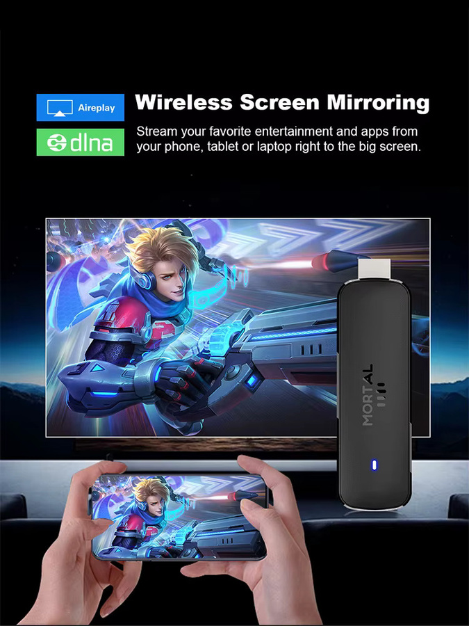 Mortal Q8 Android TV Stick Globale Version mit Sprachfernbedienung, Android 14, 8K und 4K Video, Wifi6, Schwarz - Bild 5
