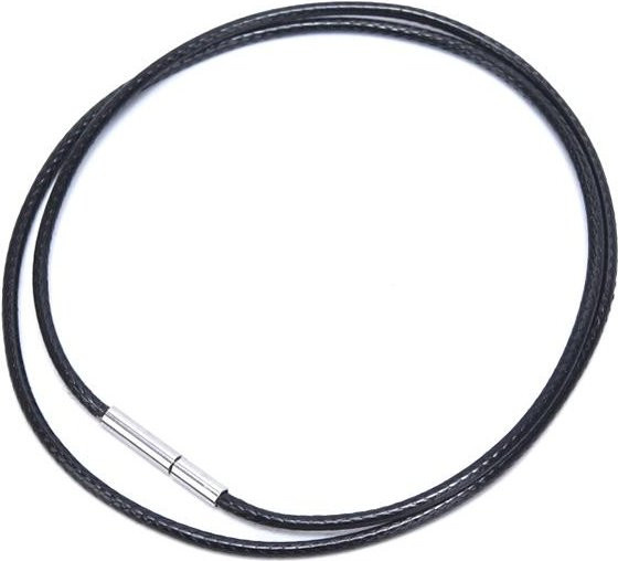 Hong Haier Halskette, schwarzes Wachs-Lederband, Edelstahl-Drehverschluss, 45 cm - Bild 1