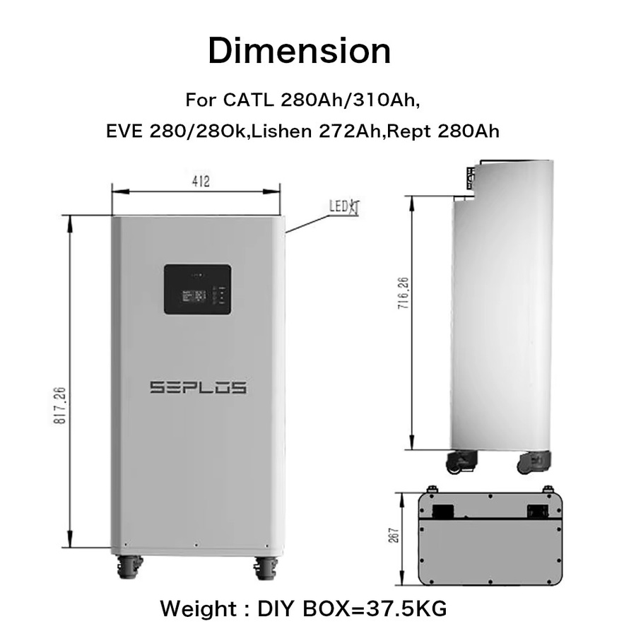 Seplos LiFePO4 DIY Batterie Kit 48V 51,2V in Weiß ohne aktiven Balancer - Bild 2