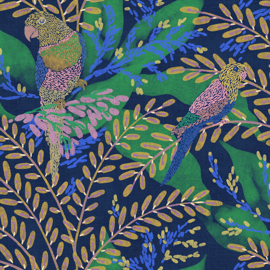 Tres Tintas Tapete Guacamayos in Blau mit Papageien-Motiv - Bild 1