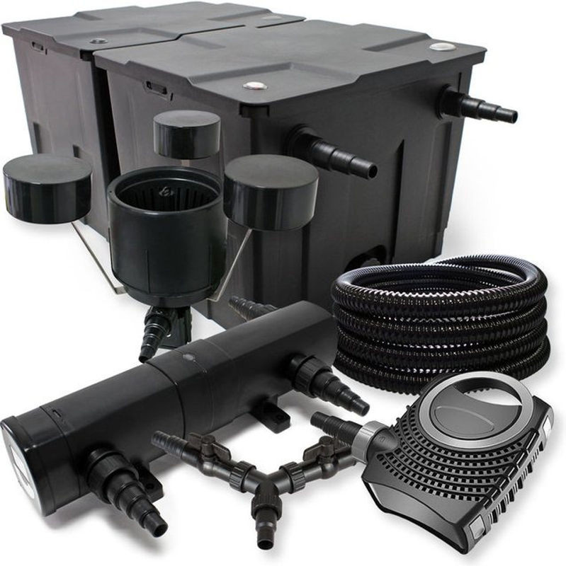 Sunsun Teichfilter-Komplettset Schwarz aus Kunststoff mit CBF-350B Filteranlage, CTF-8000 Pumpe, CUV-224 Teichklärer, CSP-250 Skimmer, 25m Teichschlauch und Y-Verteiler - Bild 1
