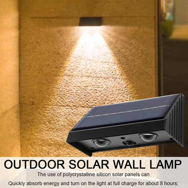 TLEDMP Solar-Wandleuchte in Schwarz mit warmweißem LED-Licht, wasserdichte Außenlampe IP54 für Garten, Balkon und Terrasse - Bild 1