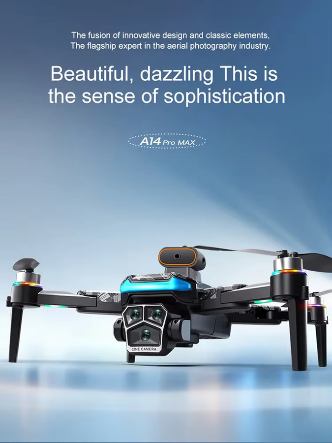 Xiaomi A14 ProMax Drone mit 8K HD Drei-Kamera-System, GPS, optischem Fluss und Hindernisvermeidung, faltbarer Quadcopter in Schwarz - Bild 7