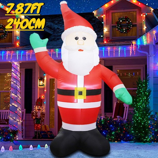 TONGHUANIU Aufblasbarer Weihnachtsmann mit LED-Licht, bunte Weihnachtsdekoration für Garten und Hof, Höhe: 240 cm - Bild 1