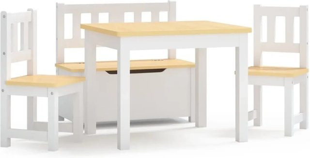vidaXL Kinder-Sitzgruppe 4-teilig aus MDF in Weiß und Beige - Bild 1