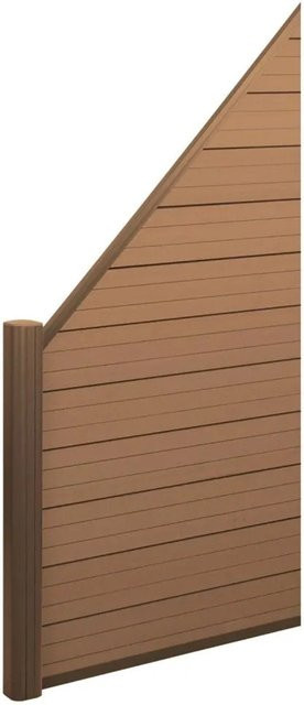 MCW WPC-Sichtschutz Savoie Windschutz Zaun mit Alu-Pfosten als Erweiterungselement Schräg Links, Breite: 0,95 m, Farbe: Teak - Bild 1