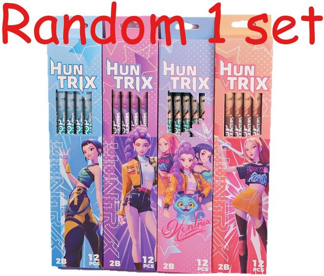 12er Set K-POP Dämonenjäger Bleistifte in Schwarz und Multicolour, 2B Graphit für Schüler und Geschenke - Bild 1