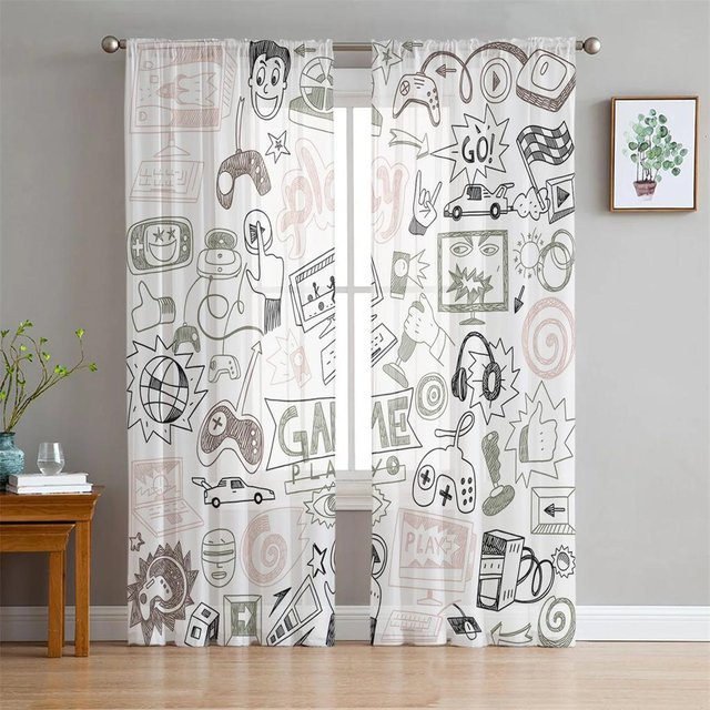 Yiran Furniture Transparente Tüll-Vorhänge Voile für Schlafzimmer und Wohnzimmer, 2 Stück, Weiß, B: 50 cm, H: 130 cm - Bild 1