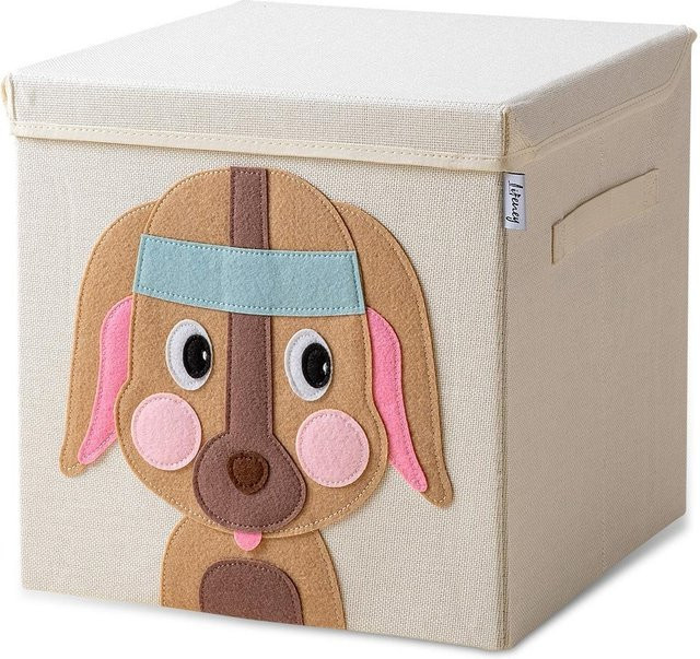 Lifeney Aufbewahrungsbox mit Deckel und Griffen, beige, B/T/H: 33 x 33 x 33 cm - Bild 1
