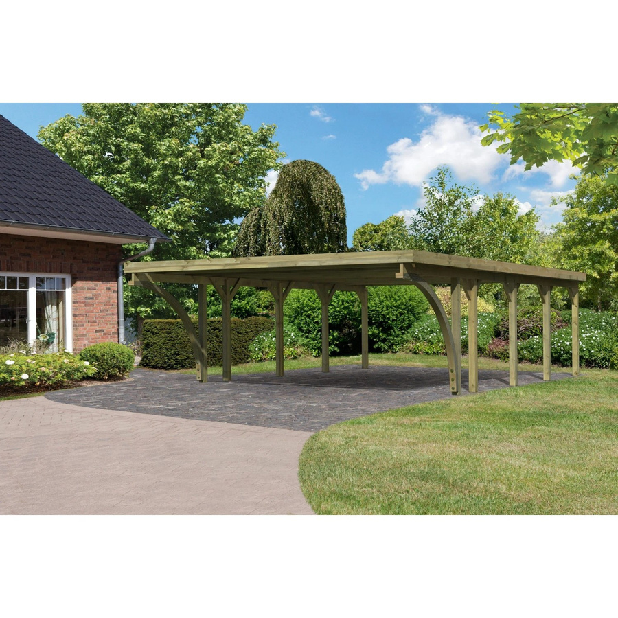 Karibu Doppelcarport Classic mit 3 PVCDach und 2 Einfahrtsbögen B: 563 cm, T: 778 cm - Bild 2