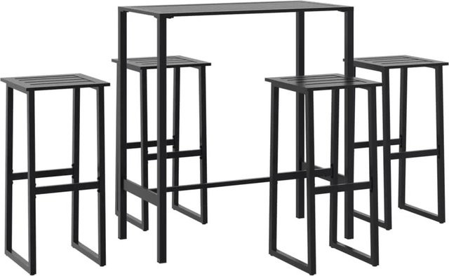 vidaXL 5-teiliges Gartenbar-Set aus pulverbeschichtetem Stahl in Schwarz - Bild 1