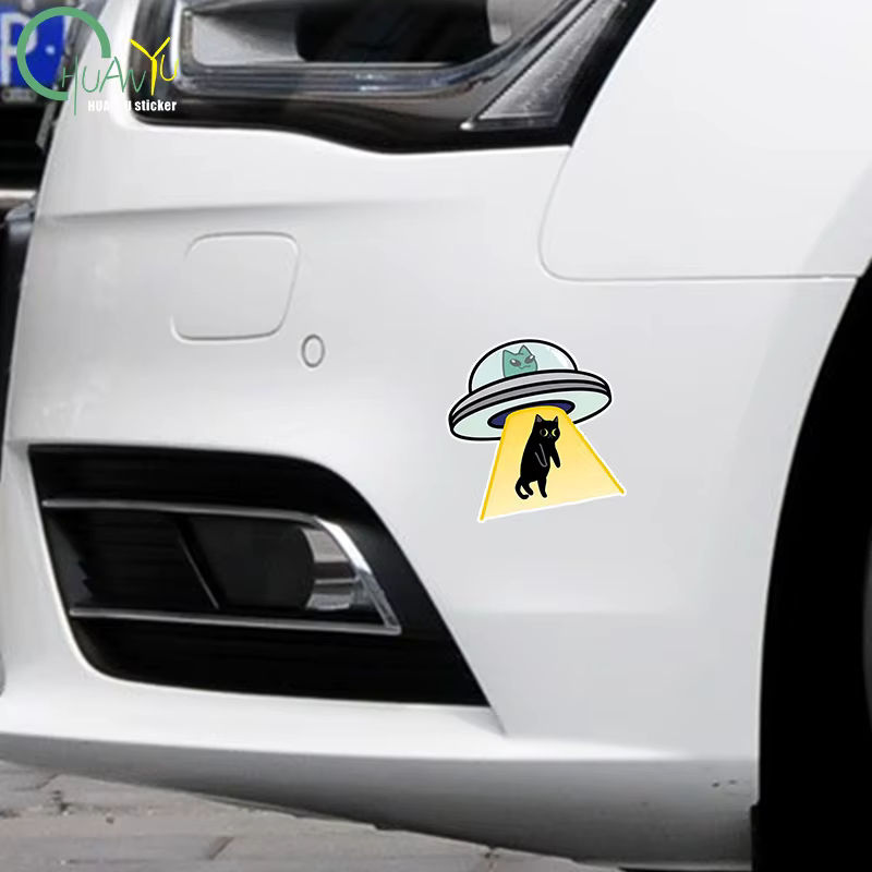 Kreativer Katze UFO Vinyl Aufkleber wasserdicht und mehrfarbig für Auto, Laptop und Fenster - Bild 3