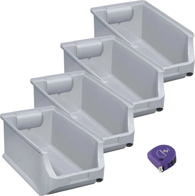 vasalat Set Stapelboxen aus Kunststoff, Grau, 4 Stück, B/T/H: 35,5 x 20,5 x 15,0 cm - Bild 1