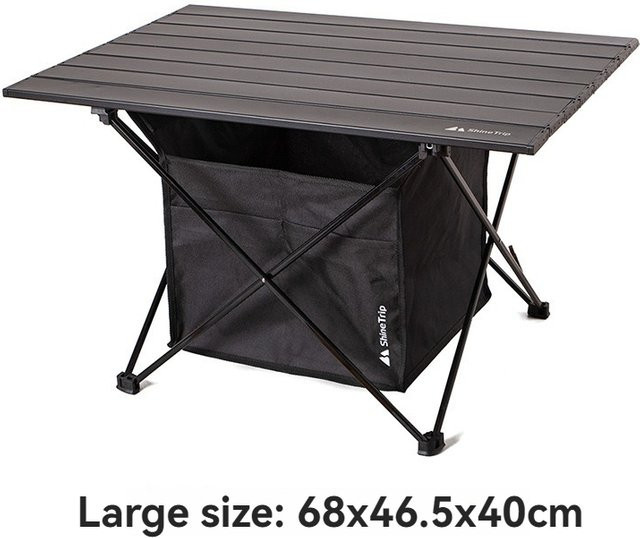 ShineTrip Tragbarer Klappbarer Campingtisch aus Metall in Schwarz mit Aufbewahrungstasche für Outdoor-Picknick und Grillen - Bild 1