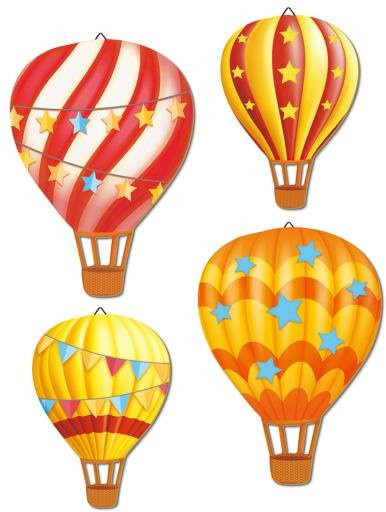 4er-Set Heißluftballon Wanddekoration aus Holz im rustikalen Bauernhaus-Stil, Mehrfarbiges Wandornament für Kinderzimmer, Wohnzimmer oder Büro - Bild 1