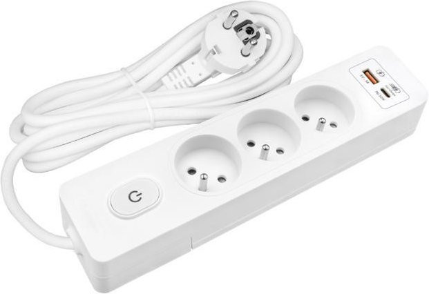 Steckdosenleiste SELDUR G3FH52B in Weiß mit 3 Schuko-Steckdosen, USB-A und USB-C Schnellladung 20W sowie 5m Kabel - Bild 1