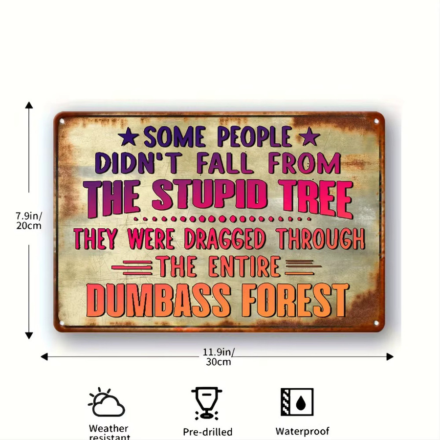 Potdemiel Vintage Aluminium-Dekorschild mit Wald-Humor, Mehrfarbig, B/H: 30 x 30 cm - Bild 2