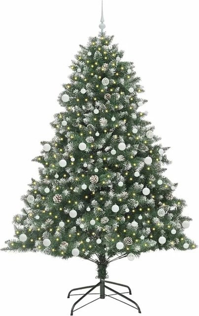vidaXL Künstlicher Weihnachtsbaum in Grün mit 300 warmweißen LEDs, B/T/H: 140 x 140 x 210 cm - Bild 1