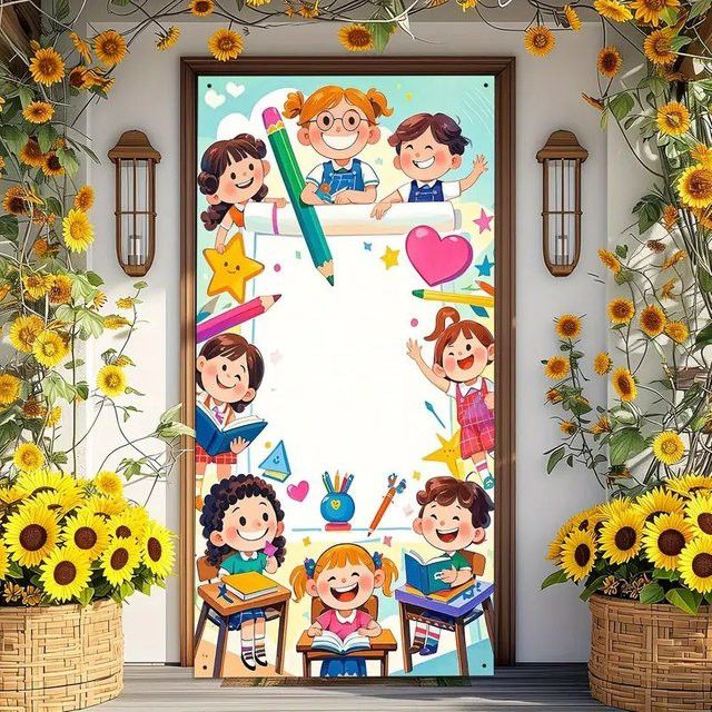 VIKAMA Back to School Party-Banner zur Schuldekoration mit leerem Bereich für Beschriftungen, B/H: 90 x 180 cm - Bild 1