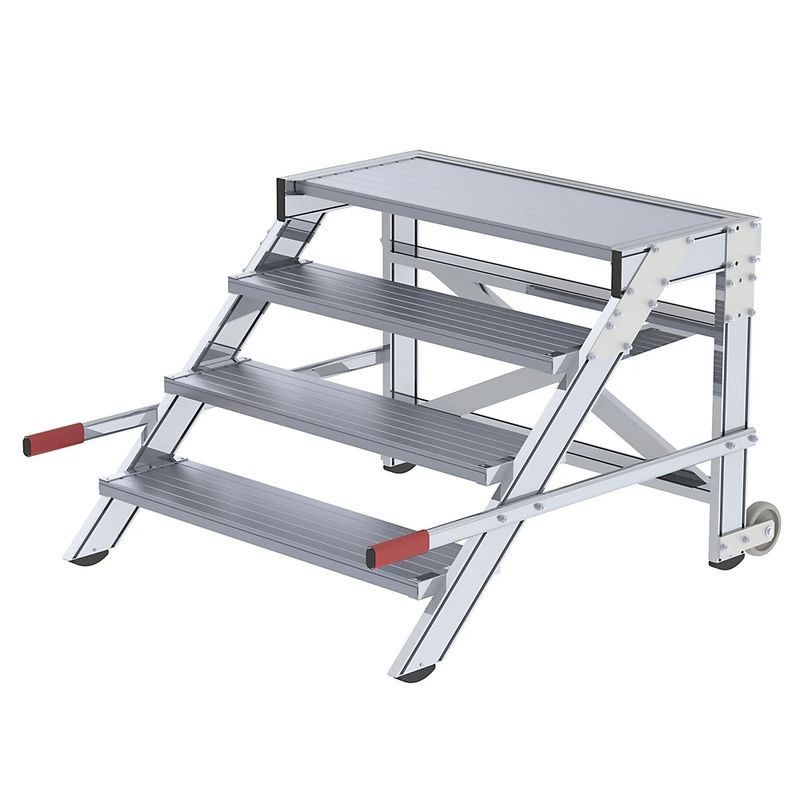 Günzburger Steigtechnik MUNK 50020 Aluminium Plattformleiter fahrbar Silber mit Arbeitshöhe: 2,6 m - Bild 3