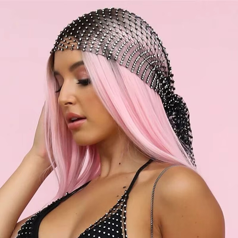 Haarband Fischnetz, Strass Kristall, Mesh Schleier, Stirnband - Bild 1