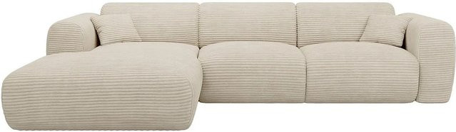 Maison Céphy Sofa Pogni in Beige mit Cord-Bezug und L-Form ohne Schlafmöglichkeit - Bild 1