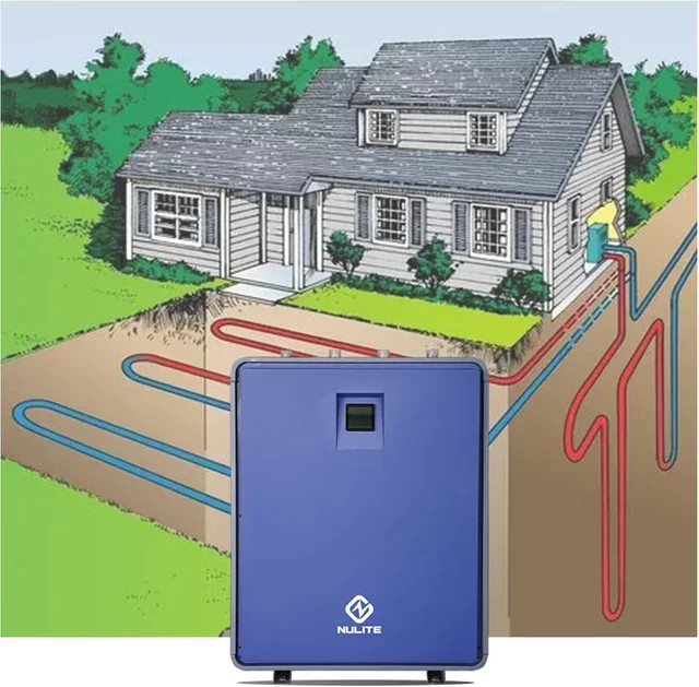XMSJ Geothermische Wärmepumpe R32 Inverter Erdwärmepumpensystem in Beige oder Blau - Bild 1