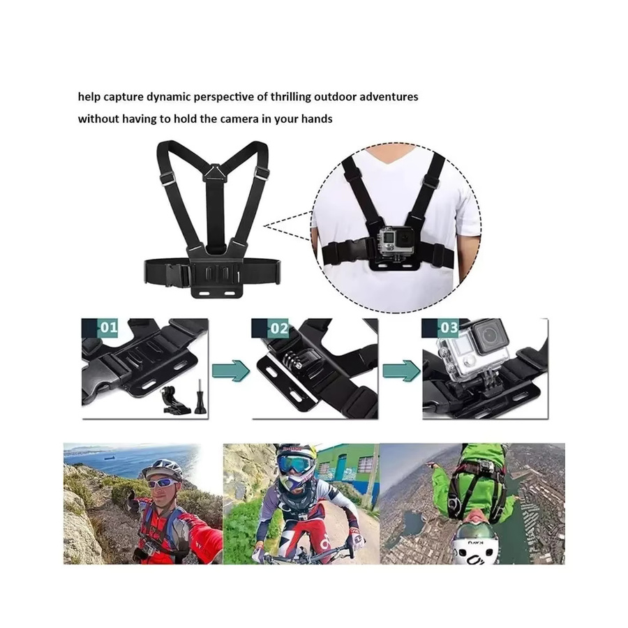 EXSKOF Brustgurt mit drehbarer Telefonhalterung und Kameraaufnahme für iPhone, Smartphone, GoPro Hero 13 12 11 10 9, Insta360 und DJI in Schwarz - Bild 2