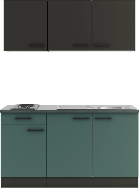 Optifit Miniküche KPMV 1532-9+ Madrid420/Verona405 in Anthrazit und Steingrün, Breite: 150 cm - Bild 1